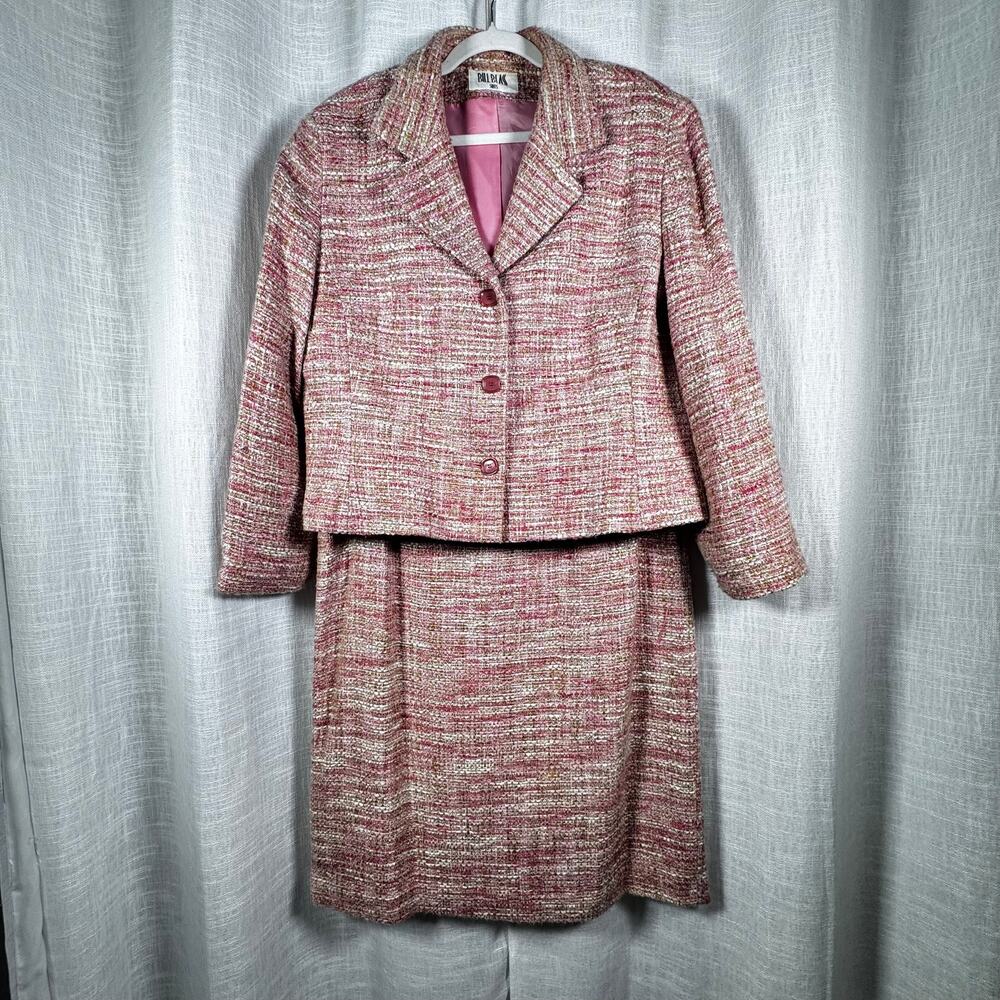 Vintage Bill Blass Pink Tweed Suit Size 18 Timeless Elle Woods Tailored Barbie